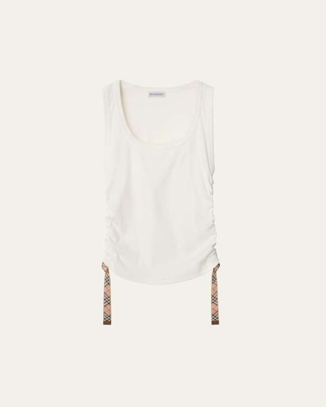 Ruched Check Drawstring Tank Top